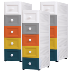 抽屜夾縫儲物收納櫃 密封款 5層, 莫蘭迪色, 3個