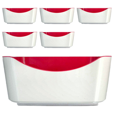 KEYWAY 聯府 雙色收納籃, 白色 + 紅色, 6個