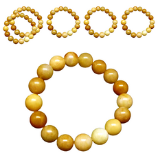 原藝坊 招財開運黃金木佛珠手鍊 15mm 黃色, 6條