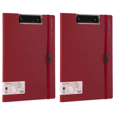 NUSIGN 紐賽 折疊板夾 可夾70張紙 金屬夾 高彈緊繩固定 A4/展開A3 NS180, 紅色, 2個