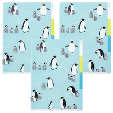 日本 MIDORI 3層資料夾 A5, 企鵝, 3個