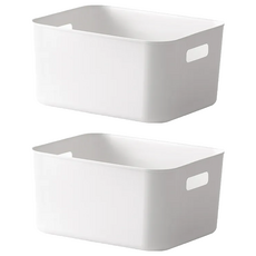 懶角落 整理收納籃 中號, 28 x 20.2 x 19.3cm, 白色, 2個