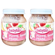 babybio 有機果泥 香蕉草莓, 130g, 2罐