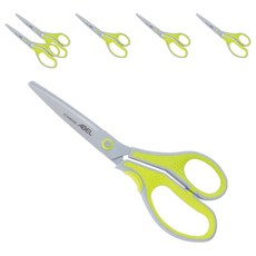 力大牌ABEL 3D魔利剪 弧面防沾黏剪刀 8.25吋 黃綠色 防沾黏設計 辦公剪刀, 6支