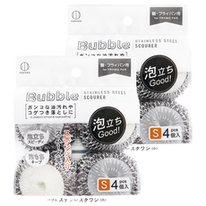 KOKUBO 小久保 起泡不鏽鋼絲球 S 不鏽鋼材質 輕鬆去除油污 內含海綿起泡設計, 4個, 2袋