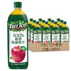 TREE TOP 樹頂 100%蘋果汁, 980ml, 12瓶