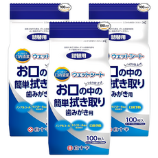 白十字 口腔清潔濕巾 替換裝 100片, 3包