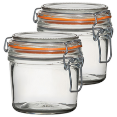utopia 扣式玻璃密封罐 橘色 350ml 密封保鮮 廚房收納好幫手, 2個