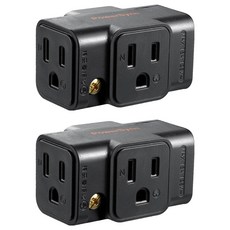 PowerSync 包爾星克 3P轉2P 3插壁插 TC2303N0, 黑色, 2個, 6.48cm