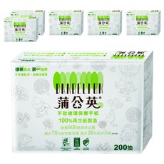 蒲公英環保擦手紙 100%再生紙製造, 200張, 6包