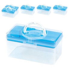 livinbox 月光系列手提箱, 透明外殼易於收納, 環保PP材質耐用, 分離式內盒, 工具/文具/醫藥/化妝箱, 顏色隨機, 250 x 137 x 129mm, 6個