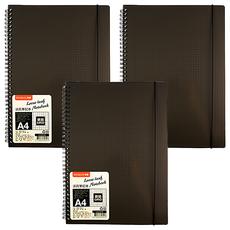 PENROTE 筆樂 網格筆記本 A4 3本 黑色 - 活頁設計方便替換內頁