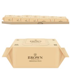 BROWN 便攜式低刺激掀蓋型濕紙巾, 80張, 10包