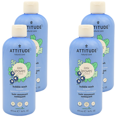 ATTITUDE 艾特優 兒童泡泡浴 3歲以上 藍莓, 473ml, 4瓶