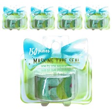 德德小品集 花系列紙膠帶 150枚 貼紙 裝飾用, 綠色, 5個