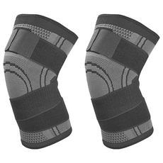 AOLIKES 奧力克斯 加壓護膝 立體編織工藝 緊緻牢固包邊 彈力編織防護, 黑色, 2個