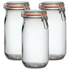 utopia 扣式玻璃密封罐 橘色 1.5L 密封保鮮 廚房收納好幫手, 3個