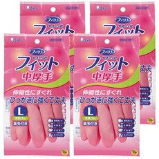 ST 雞仔牌 Family 家事用手套中厚板彈性橡膠內側裹毛 l粉色, 4入, 粉色, L