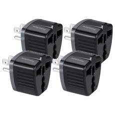 PowerSync 包爾星克 萬國轉換台灣3P插頭 TYAD0, 4.3cm, 黑色, 4個