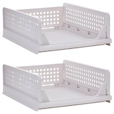 抽屜式可抽拉折疊收納籃 正常款, 2個, 白色