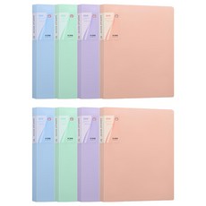 Arico 粉彩A4 40頁資料夾 4入組, 2組, 藍色、綠色、紫色、橘色