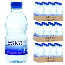 加拿大 eska 天然冰川水 330mL*24瓶 含有多種微量元素 小分子團 PH值7.8 軟水, 72瓶