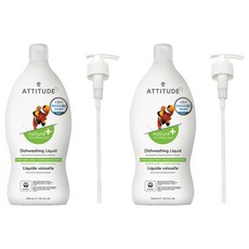 ATTITUDE 艾特優 廚房洗碗精 青蘋果羅勒香, 韓國第1類廚房清潔劑 可清洗蔬果食物, 700ml, 2瓶