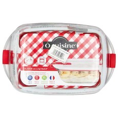 o cuisine 耐熱玻璃長方形保鮮盒 附蒸氣蓋, 容器 + 蓋子, 1個