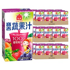 義美 寶吉蔬果汁 葡萄苺果, 125ml, 72入