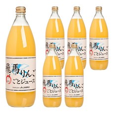 JA相馬村 日本青森飛馬蘋果汁 6瓶 無添加純正果汁 玻璃瓶裝送禮自用, 1L
