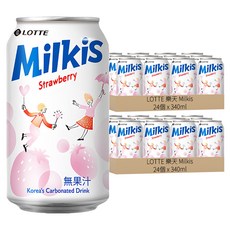 LOTTE 樂天 Milkis 草莓優格風味碳酸飲, 340ml, 48罐