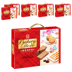 義美 製餅家綜合西點禮盒, 夾心酥(黑可可) + 威化捲(香草牛奶) + 消化餅 + 噗啾益生菌果凍(原味) + 噗啾益生菌果凍(蘋果) (1盒), 6盒