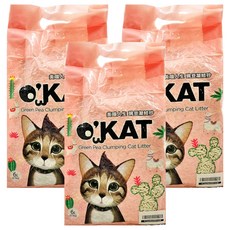 O'KAT 美喵人生 條狀豌豆凝結砂, 6L/2.5KG, 天然可生物分解豌豆纖維製成, 文青薔薇, 3包