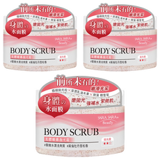 SARA SARA 莎啦莎啦 美體嫩膚拋光霜, 緊緻水潤 去角質 英倫牡丹雪松香, 288g, 3罐