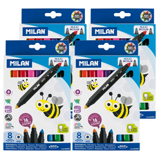MILAN 兒童可水洗雙頭彩色筆 粗筆桿 8支, 16色, 4盒