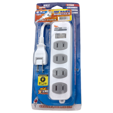 SUPERCELL 超電王 1切4座安全延長線組 2孔, 2.7m, 白色, 1條