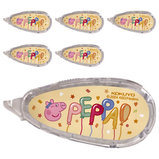 KOKUYO 國譽 象牙白可替換式修正帶 佩佩豬聯名款 5mmx8m, 黃色, 6個