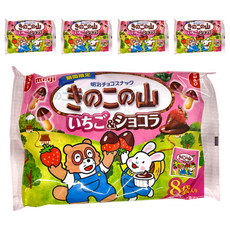 meiji 明治 香菇造型餅乾 草莓&可可風味, 96g, 5包