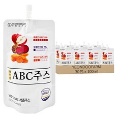 YEONDOOFARM 莊園好農 兒童ABC綜合蔬果汁 30包, 內建吸管 韓國國產水果製成, 100ml