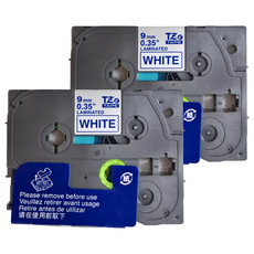TZeTAPE 護貝帶 白底藍字, 9mm, 2個