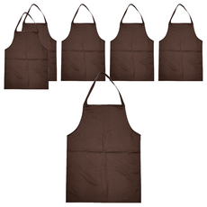 GOLD DOKKAEBI 顧客用掛脖式圍裙, 棕色, 6個