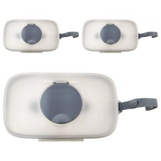 SKIP HOP 按壓式濕紙巾密封盒，灰色，擁有牢固、寬闊開口和防潮密封功能, 3個