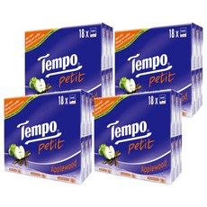 Tempo 得寶 紙手帕 蘋果木 味, 四層加厚, 濕水柔韌, 18包 Set, 4袋