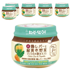 kewpie 極上嚴選 7M 70g - 寶寶副食品首選 補充鐵質與膳食纖維, 野菜南瓜雞肝, 6罐
