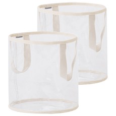 ROOM&HOME 透明收納籃 (中), 2個, 象牙色+透明