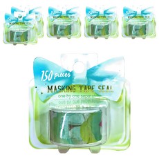 德德小品集 花系列 150枚 紙膠帶貼紙 裝飾用, 綠色, 6個