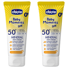 Chicco 嬰兒輕潤物理防曬乳霜 SPF50+ 75ml 0歲以上適用, 2條
