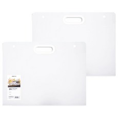 得力 8開圖畫紙收納文件袋, 2個, 透明白色