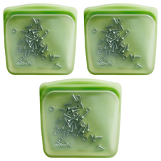 stasher 方形矽膠密封袋 綠色 828ml, 19.1 x 19.1 x 2.5cm, 1入, 3個