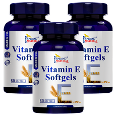 ESMOND NATURAL 愛司盟 維他命E軟膠囊 小麥胚芽低溫壓榨 吸收率佳 含400 IU 60顆/瓶, 3罐